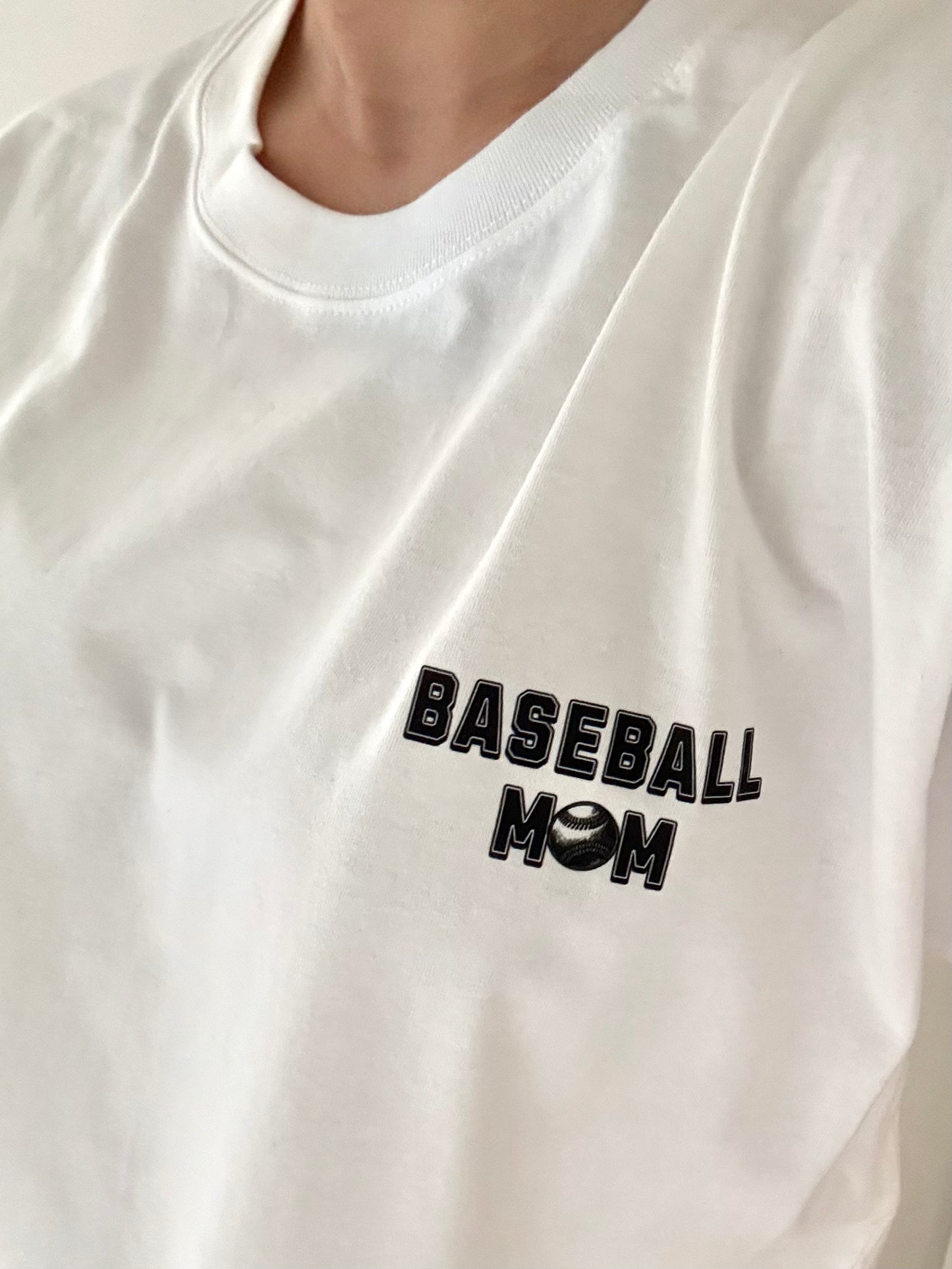 Customized Black & White Baseball Mom T-shirt | Brothers Backshot with Their Name and Number
