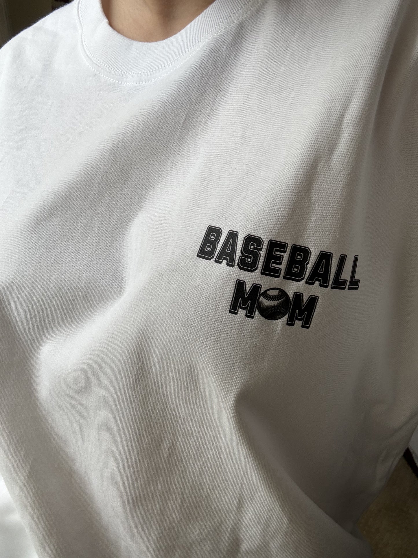 Customized Black & White Baseball Mom T-shirt | Brothers Backshot with Their Name and Number